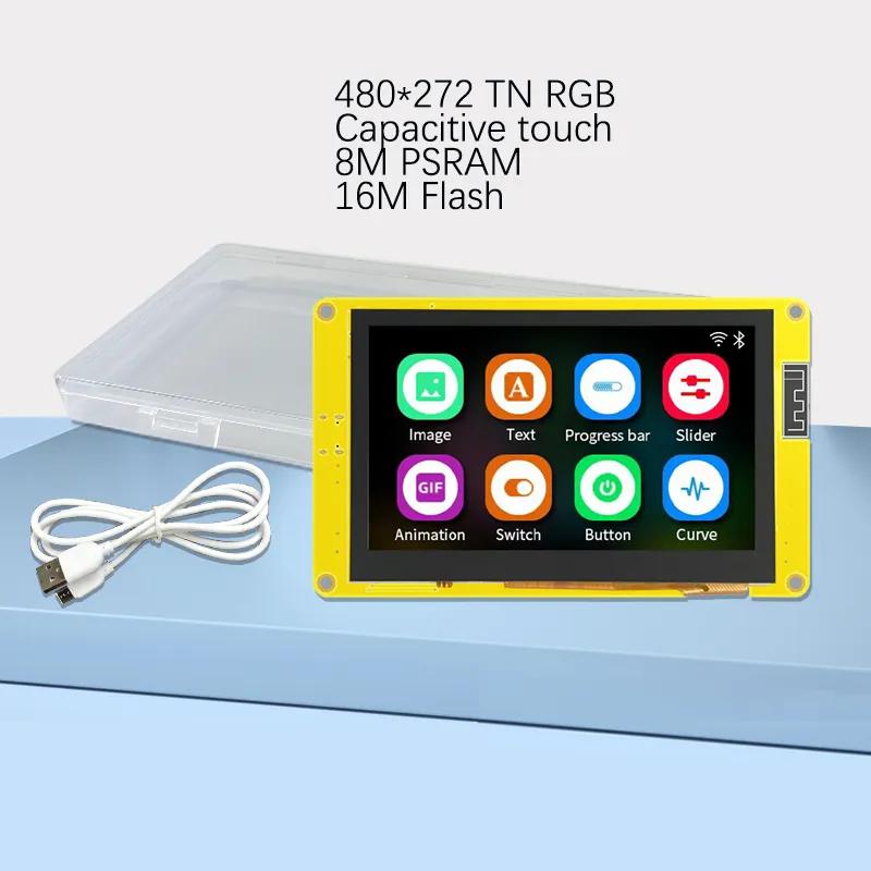 ESP32-S3 HMI 8M PSRAM 16M ÷ Ƶ̳ LVGL   , 4.3 ġ 480*270 Ʈ ÷ ȭ, 4.3 ġ RGB LCD TFT 